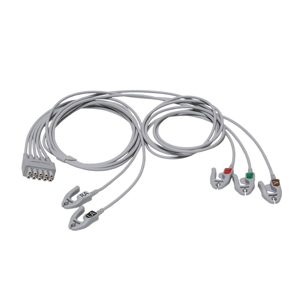 ECG Leadwire set, 5-lead, grouped, grabber, AHA, mix 74 cm/29 in, 130 cm/51 in, 1/pack ECG Leadwire set, 5-lead, grouped, grabber, AHA, mix 74 cm/29 in, 130 cm/51 in, 1/pack