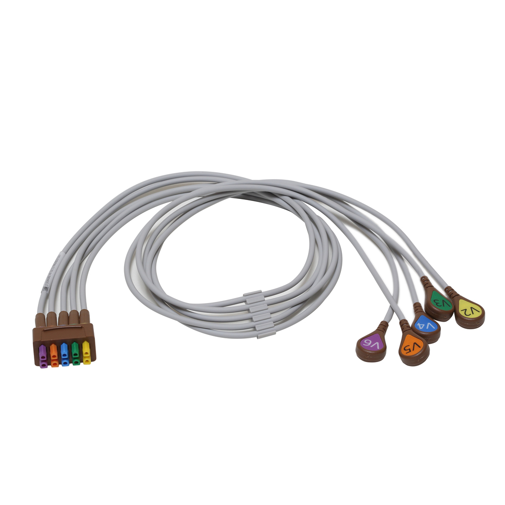 ECG Leadwire set, 5-lead V2-6, snap, AHA, 74 cm/29 in, 1/pack ECG Leadwire set, 5-lead V2-6, snap, AHA, 74 cm/29 in, 1/pack