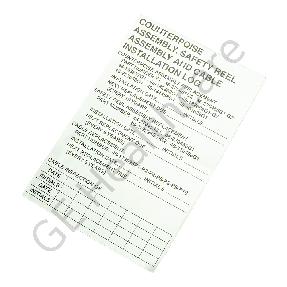 Counterpoise Safety Reel Cable Log Label