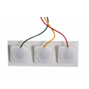 ECG Prewired Electrode 3-lead IEC SQ, radio translucent, square solid gel, 300 electrodes/case